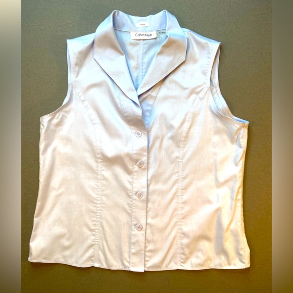 Calvin Klein‎ Non Iron Sleeveless Button Up Collared Shirt, Size 14 - Picture 1 of 6